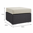 Afuera Living Square Rattan Patio Ottoman in Espresso/Beige