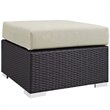 Afuera Living Square Rattan Patio Ottoman in Espresso/Beige
