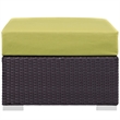 Afuera Living Square Rattan Patio Ottoman in Espresso/Peridot