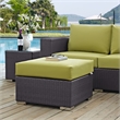 Afuera Living Square Rattan Patio Ottoman in Espresso/Peridot