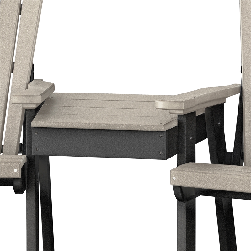 Afuera Living Counter Height Settee in Resin with Weatherwood and Black Finish