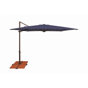 Afuera Living Fabric Umbrella with Cross Bar Stand in Bronze/Navy