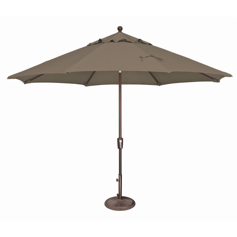 Afuera Living Octagon Push Button Tilt Umbrella in Bronze/Taupe