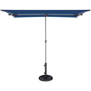 Afuera Living Rectangle Balcony Umbrella in Platinum/Ocean Blue