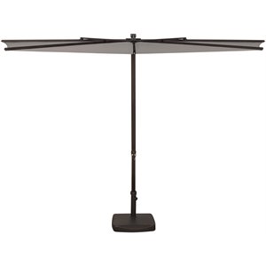 Afuera Living Modern Push Button Polyester Half Umbrella in Bronze/Stone