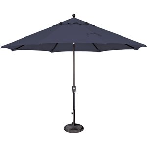 Afuera Living Octagon Push Button Tilt Umbrella in Black/Navy