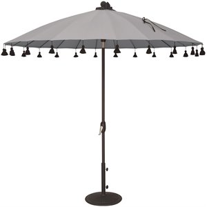 Afuera Living Round Fabric Auto Tilt Umbrella in Black/Cast Silver