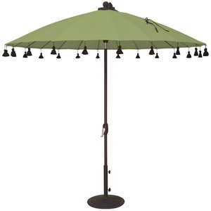 Afuera Living Round Fabric Auto Tilt Umbrella in Black/Ginkgo