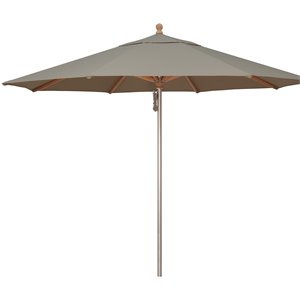 Afuera Living Fabric Aluminum Wood Umbrella in Silver/Cast Silver