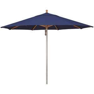 Afuera Living Solefin Aluminum Wood Umbrella in Silver/Blue Sky
