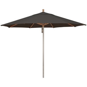 Afuera Living Solefin Aluminum Wood Market Umbrella in Silver/Black