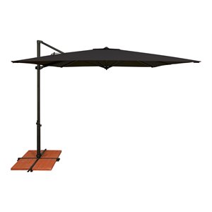 Afuera Living Square Fabric Umbrella with Cross Bar Stand in Black