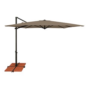 Afuera Living Solefin Umbrella with Cross Bar Stand in Black/Taupe