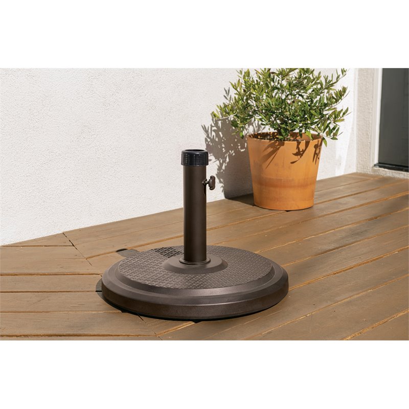 Afuera Living 50 lb Modern Polycrete Umbrella Base in Black Finish