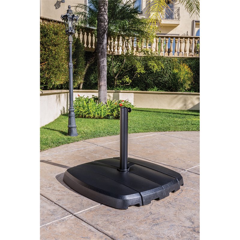 Afuera Living 4-Section Modern Resin Umbrella Base in Black Finish