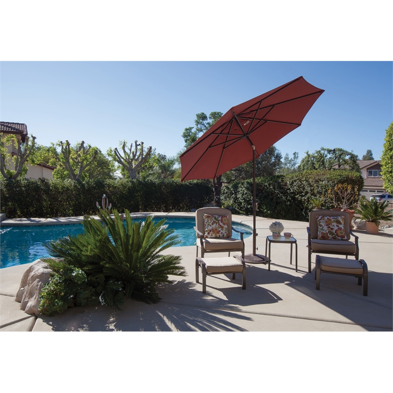 Afuera Living 9' Octagonal Auto Tilt Patio Umbrella in Bronze/Navy