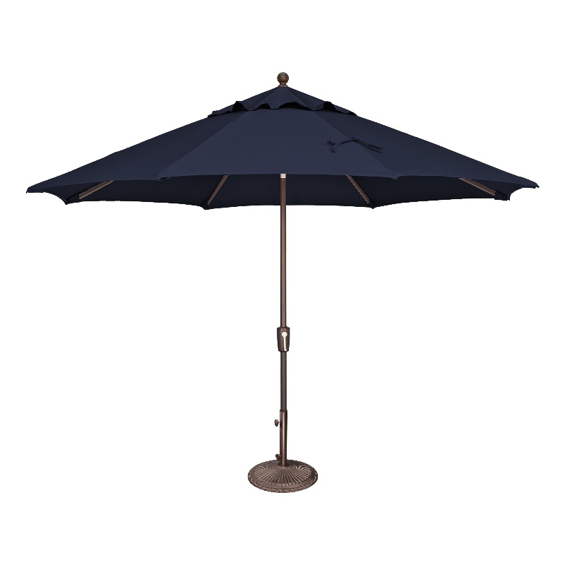 Afuera Living 11' Octagon Push Button Tilt Umbrella in Bronze/Navy