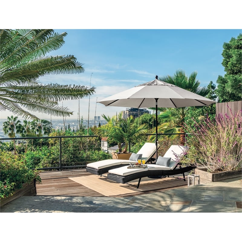 Afuera Living 11' Octagon Push Button Tilt Umbrella in Bronze/Silver