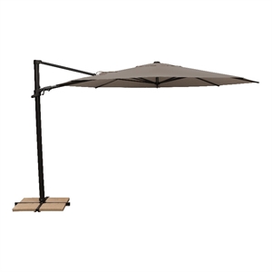 Afuera Living 11' Cantilever Umbrella with Cross Bar Stand in Black/Taupe