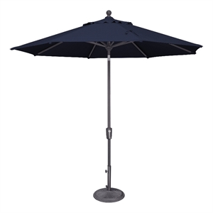 Afuera Living 9' Push Button Tilt Umbrella in Anthracite/Navy