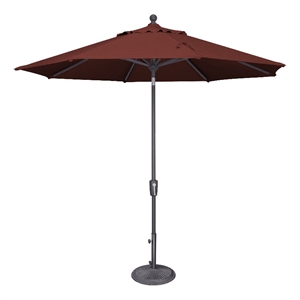 Afuera Living 9' Push Button Tilt Umbrella in Anthracite/Henna