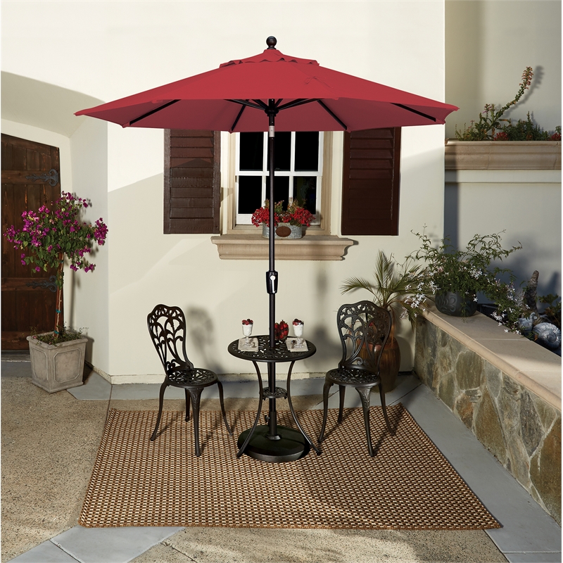 Afuera Living 9' Octagon Push Button Tilt Umbrella in Black/Navy