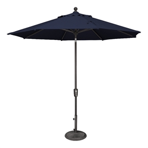 Afuera Living 9' Octagon Push Button Tilt Umbrella in Black/Navy