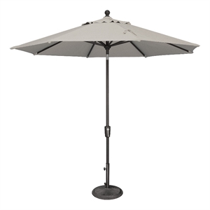 Afuera Living 9' Octagon Push Button Tilt Umbrella in Black/Silver