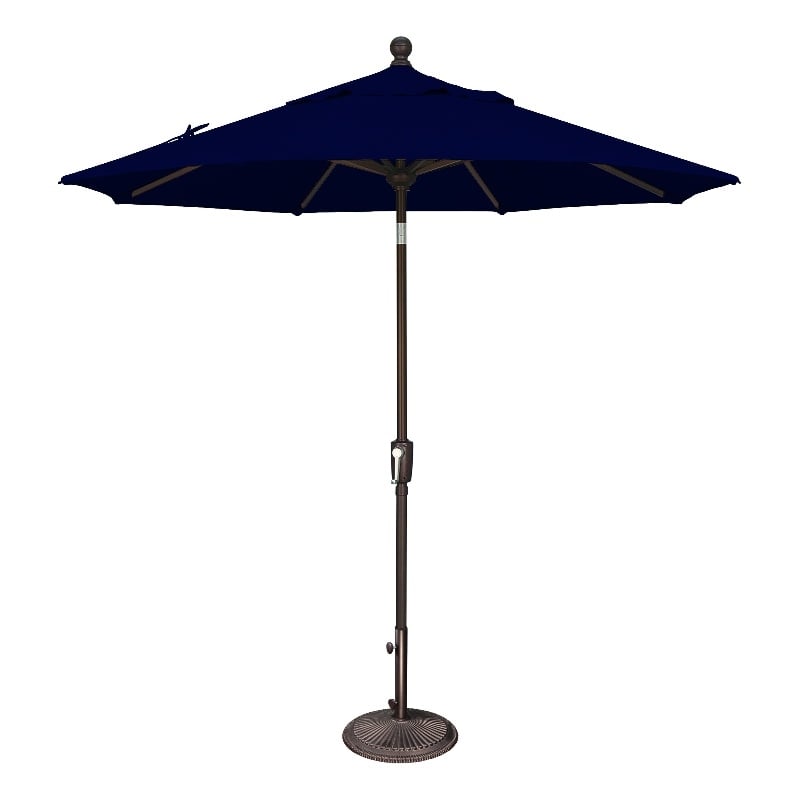 Afuera Living 7.5' Octagon Push Button Tilt Umbrella in Bronze/Navy
