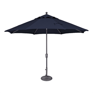 Afuera Living 11' Push Button Tilt Umbrella in Anthracite/Navy