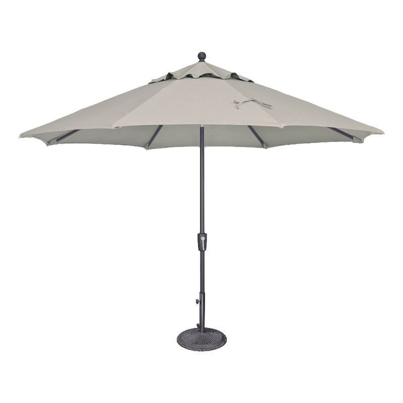 Afuera Living 11' Push Button Tilt Umbrella in Anthracite/Silver
