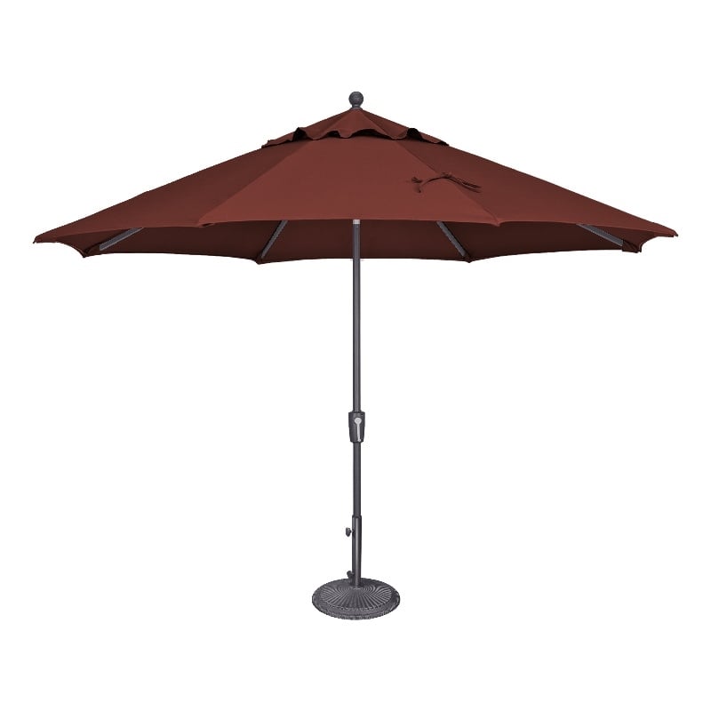 Afuera Living 11' Push Button Tilt Umbrella in Anthracite/Henna