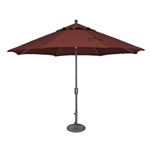 Afuera Living 11' Push Button Tilt Umbrella in Anthracite/Henna