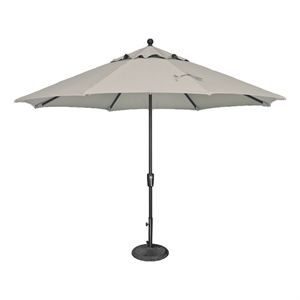 Afuera Living 11' Octagon Push Button Tilt Umbrella in Black/Silver