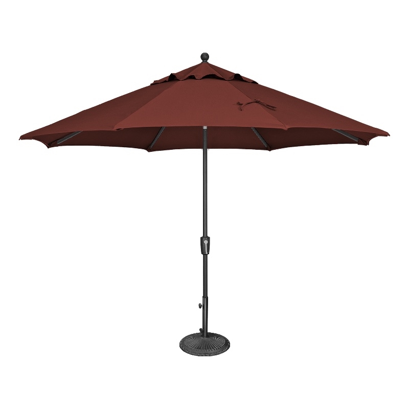 Afuera Living 11' Octagon Push Button Tilt Umbrella in Black/Henna