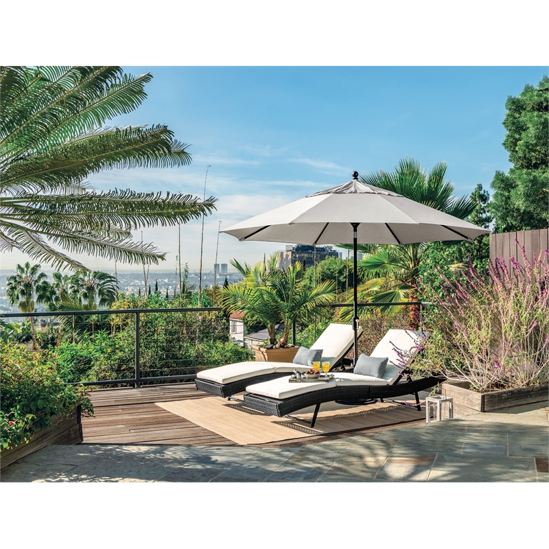 Afuera Living 11' Octagon Push Button Tilt Umbrella in Black/Spa