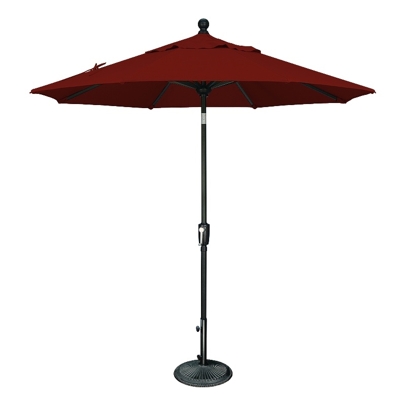 Afuera Living 7.5' Octagon Push Button Tilt Umbrella in Black/Henna