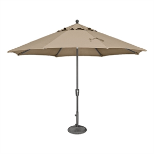 Afuera Living 11' Push Button Tilt Umbrella in Anthracite/Beige