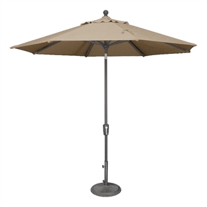 Afuera Living 9' Push Button Tilt Umbrella in Anthracite/Beige