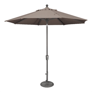 Afuera Living 9' Push Button Tilt Umbrella in Anthracite/Taupe