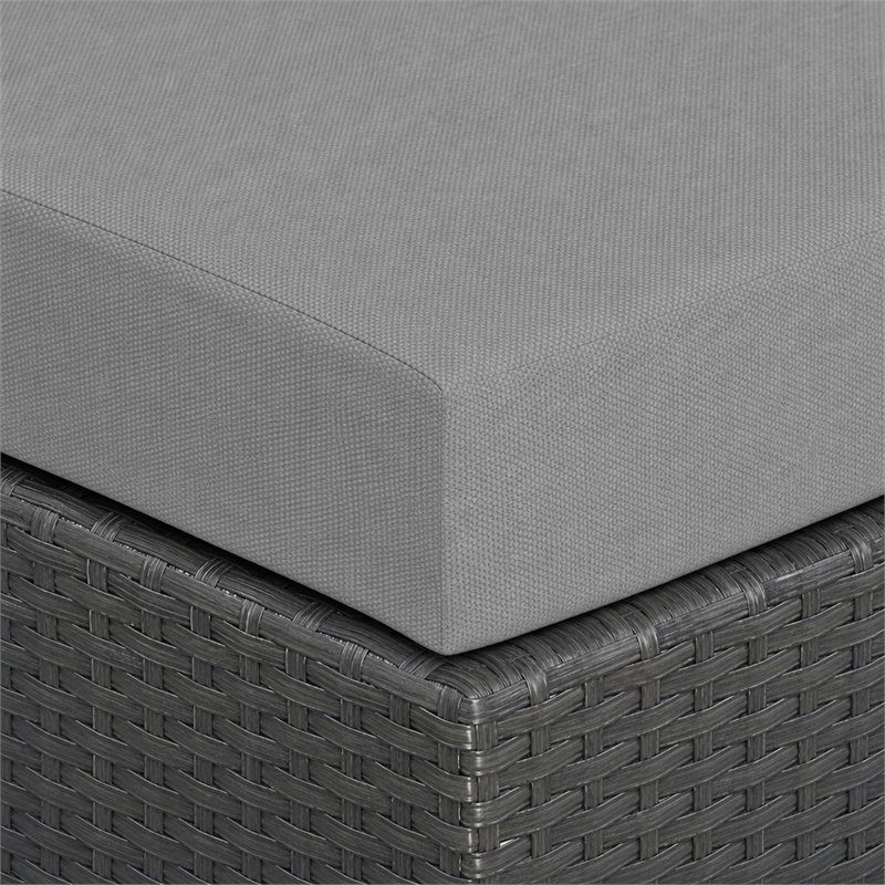 Afuera Living Patio Ottoman with Rattan Weave in Canvas Gray