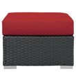 Afuera Living Patio Ottoman with Rattan Weave in Canvas Red