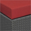 Afuera Living Patio Ottoman with Rattan Weave in Canvas Red
