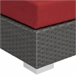 Afuera Living Patio Ottoman with Rattan Weave in Canvas Red