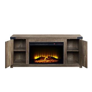 Afuera Living Tobias Wooden Fireplace TV Stand in Rustic Oak Finish