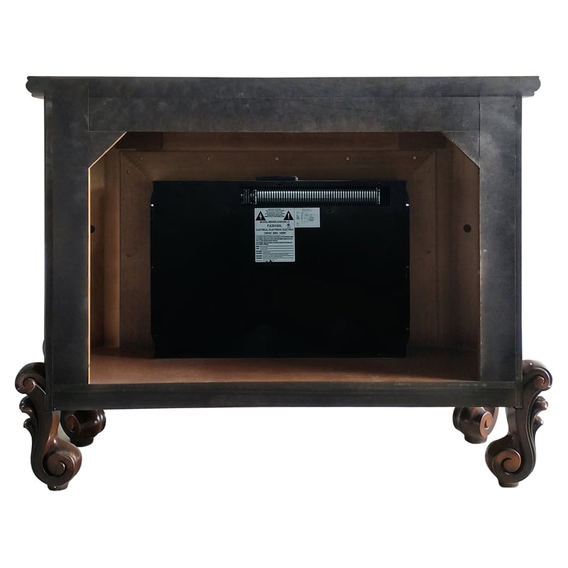 Afuera Living Wooden Fireplace in Cherry Oak Finish with Carved Details