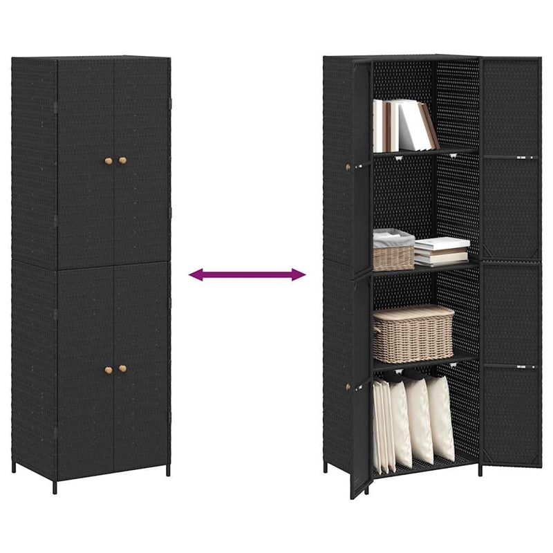 Afuera Living Poly Rattan Garden Storage Cabinet in Black