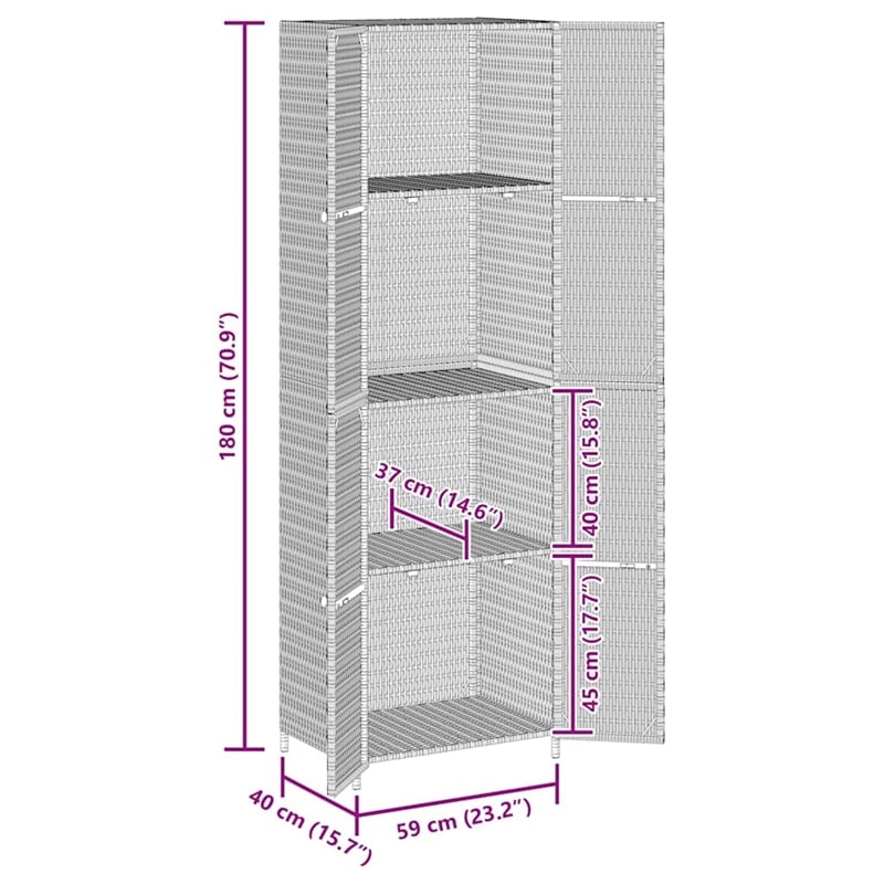 Afuera Living Poly Rattan Garden Storage Cabinet in Black