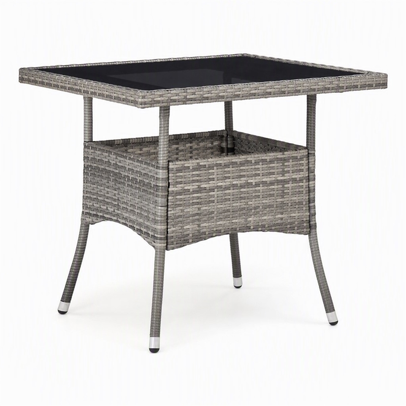 Afuera Living Square 31.5 in Gray Rattan Outdoor Dining Table