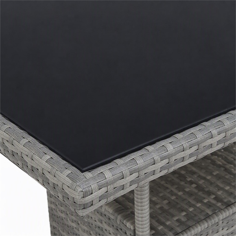 Afuera Living Square 31.5 in Gray Rattan Outdoor Dining Table